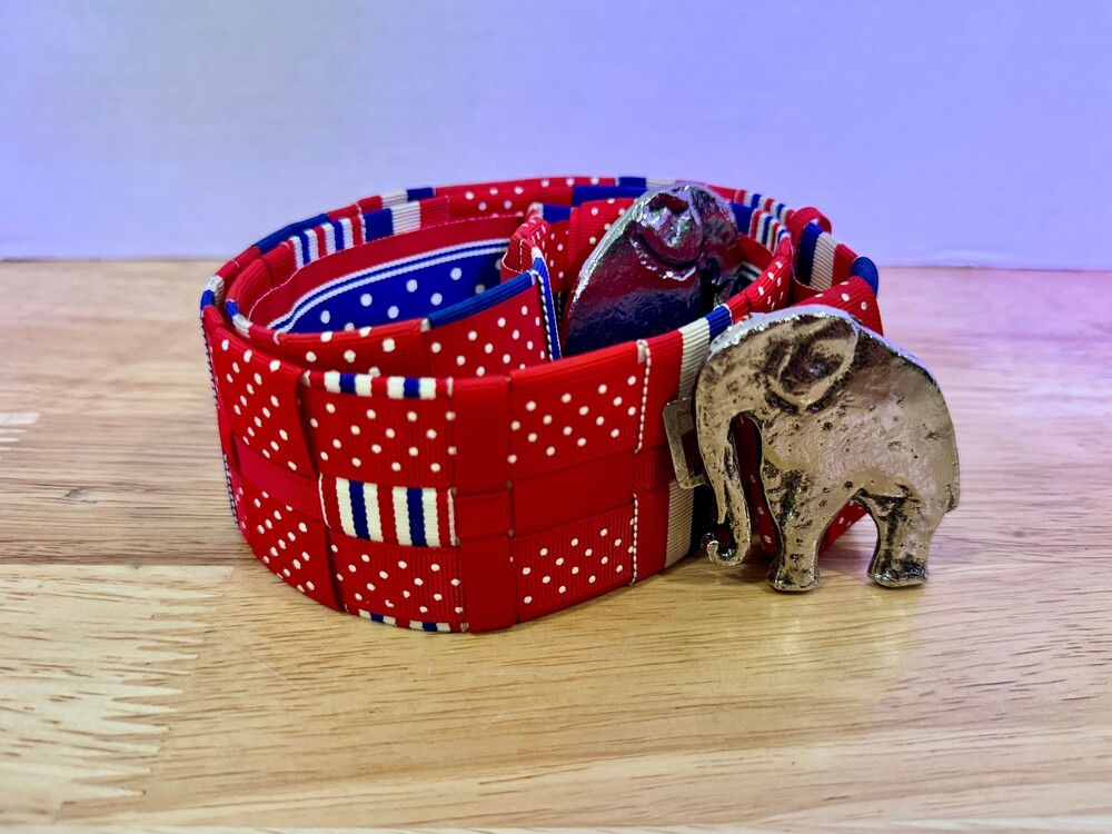 VTG Woven Ribbon Republican Elephant Belt